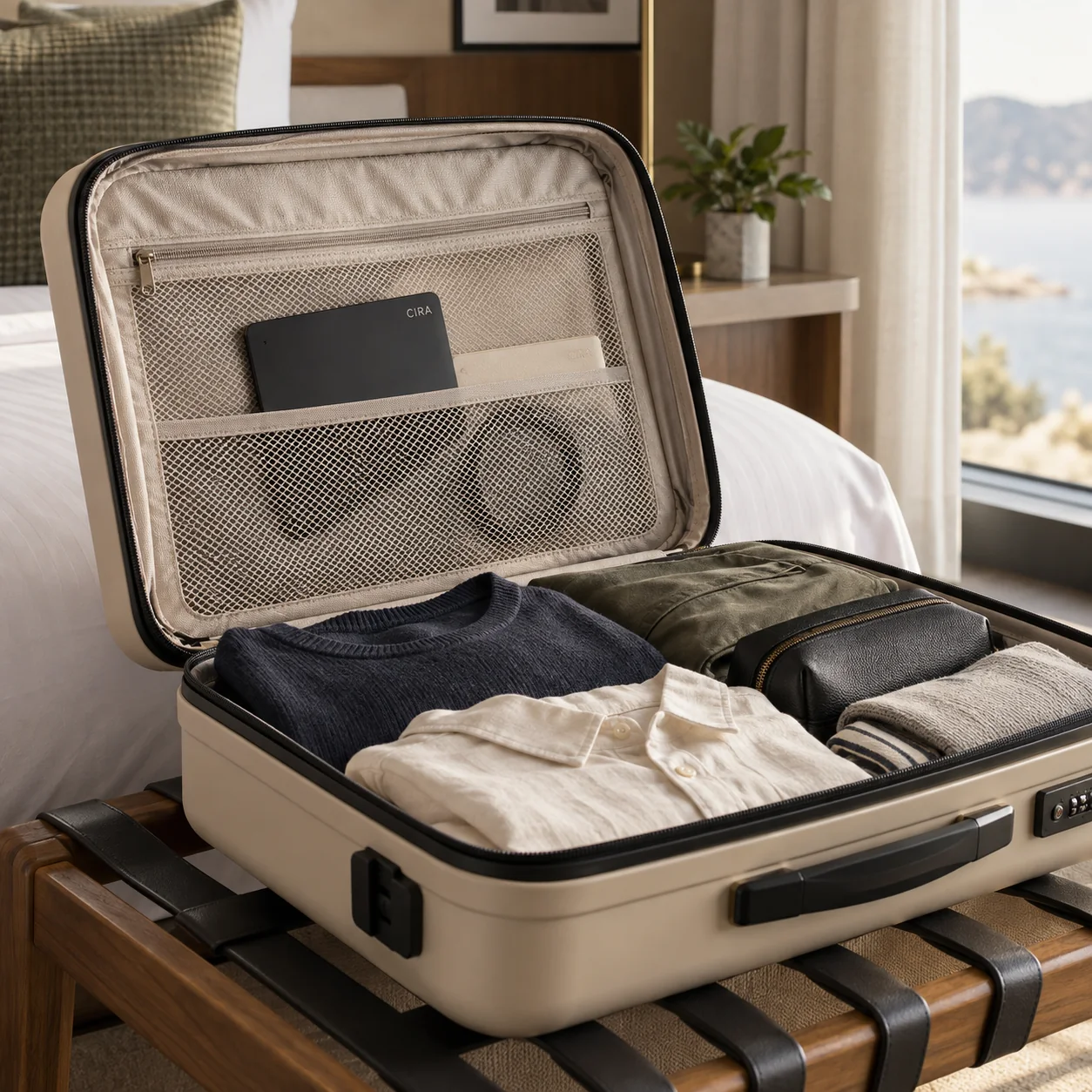 Card inside suitcase