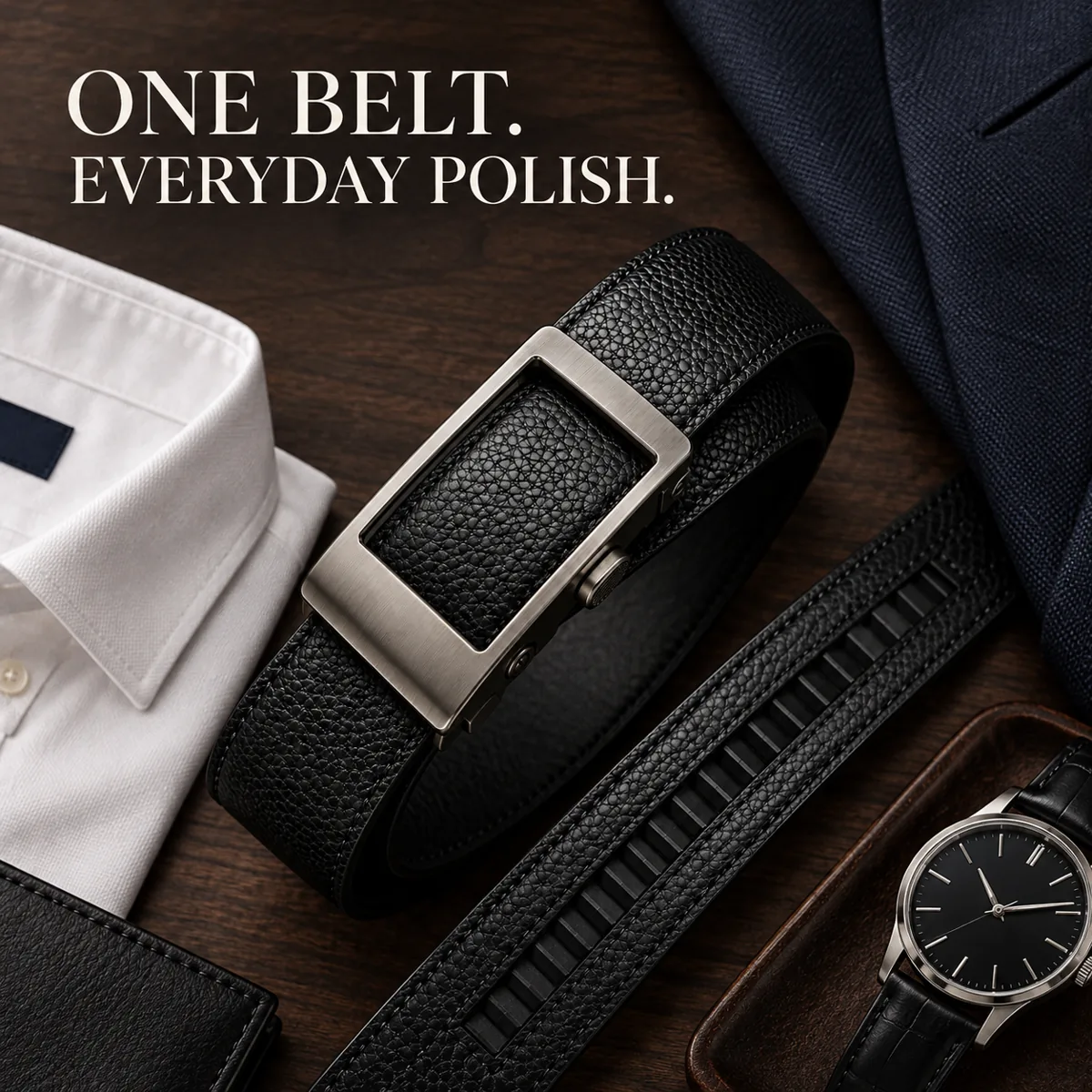 Belt with everyday wardrobe essentials