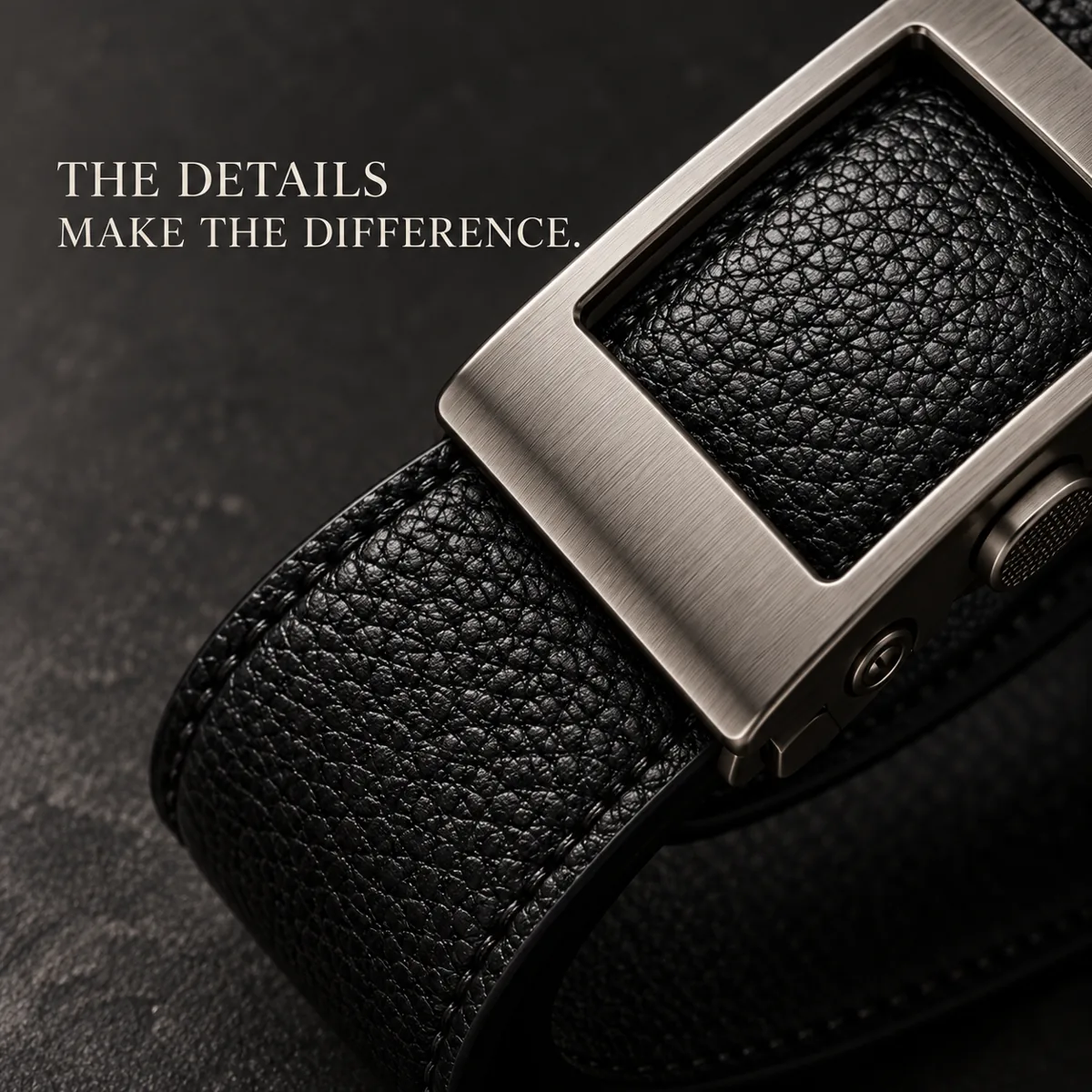 Leather and buckle construction detail