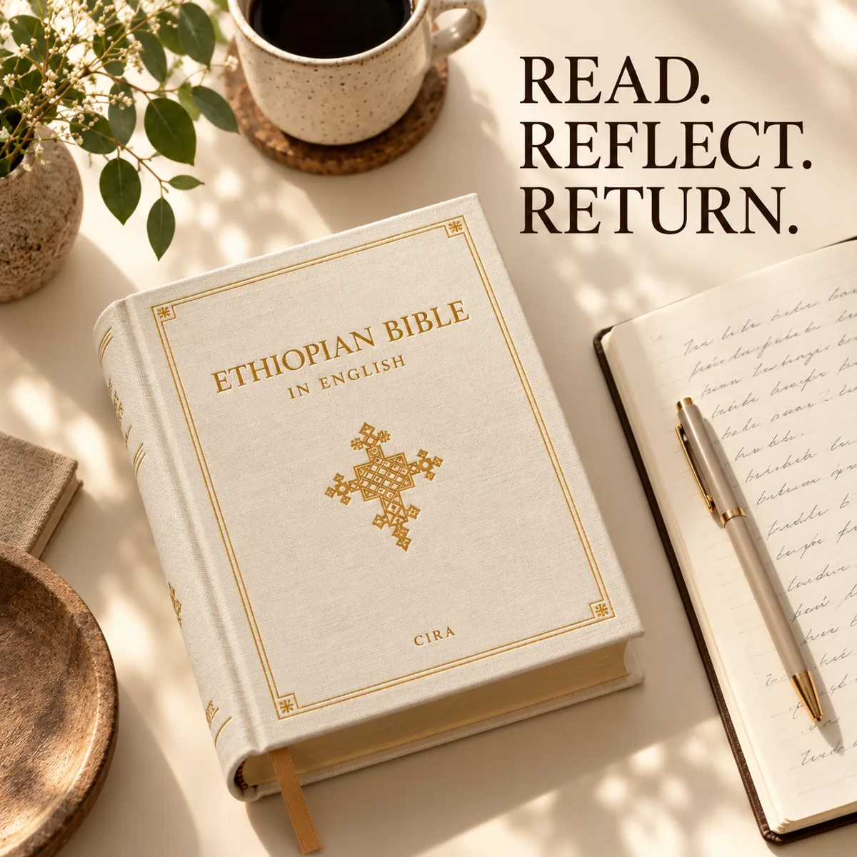 Bible beside a study notebook